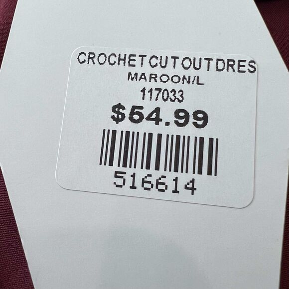 Maroon Cut-Out Open Back Shift Dress Large - Picture 6 of 9